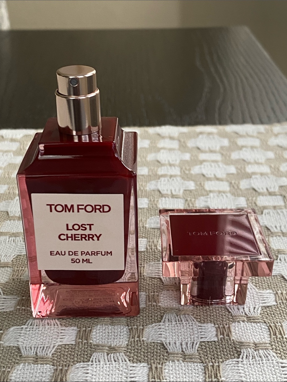 Tom Ford Lost Cherry Bottle in Deep Red and Pale Pink - Picture 3 of 5